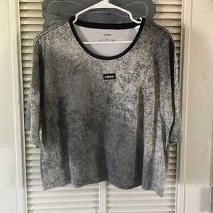 adidas large black, white, and gray athletic crop top